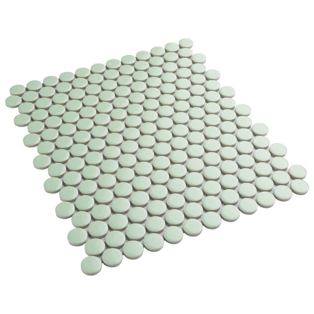 Metro Penny Matte Light Green Porcelain Mosaic Tile