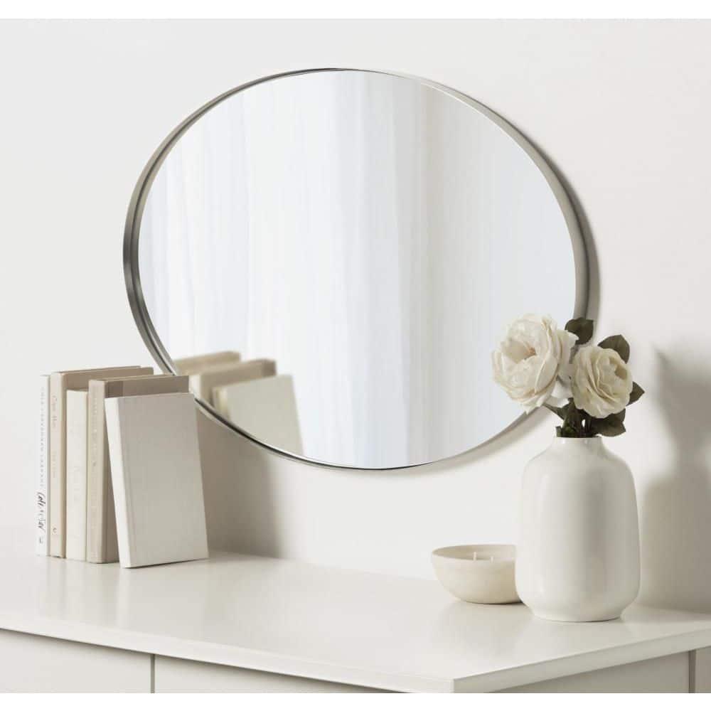 Kate and Laurel Rollo Oval Framed Wall Mirror, 20x30, Silver