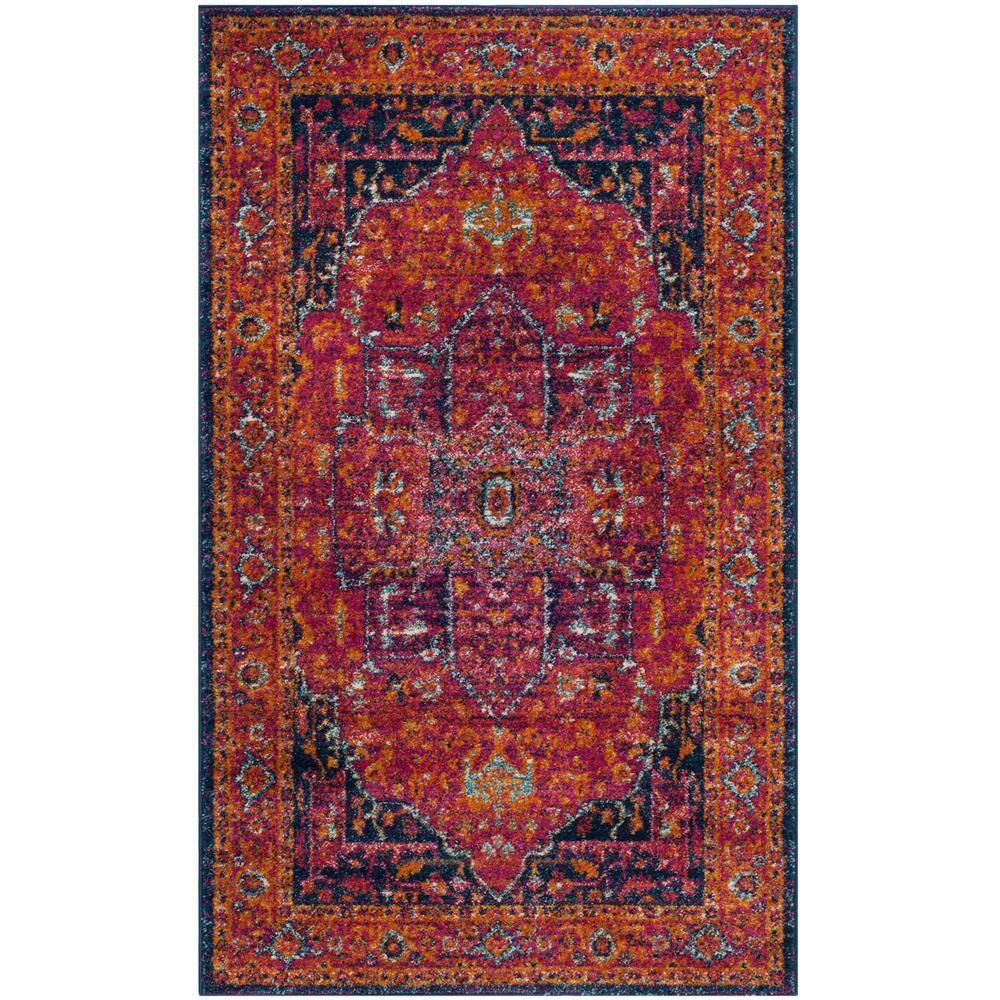 SAFAVIEH Evoke Westley Traditional Floral Area Rug, Fuchsia/Orange, 3' x 5'