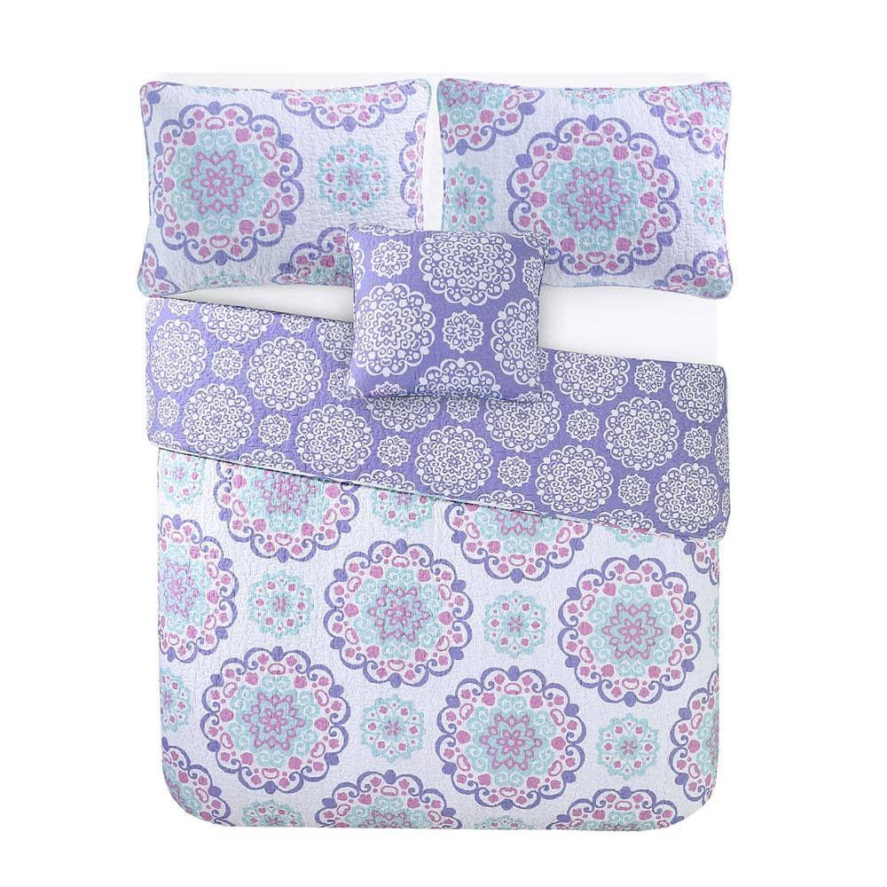 ALEX + BELLA Vivian Purple reversible Cotton Quilt Set