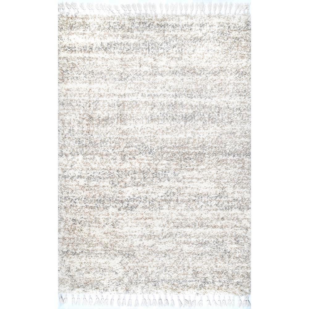 Nuloom Brooke Solid 7x9 Shag Indoor Area Rug for Living Room Bedroom Dining Room Nursery, Ivory