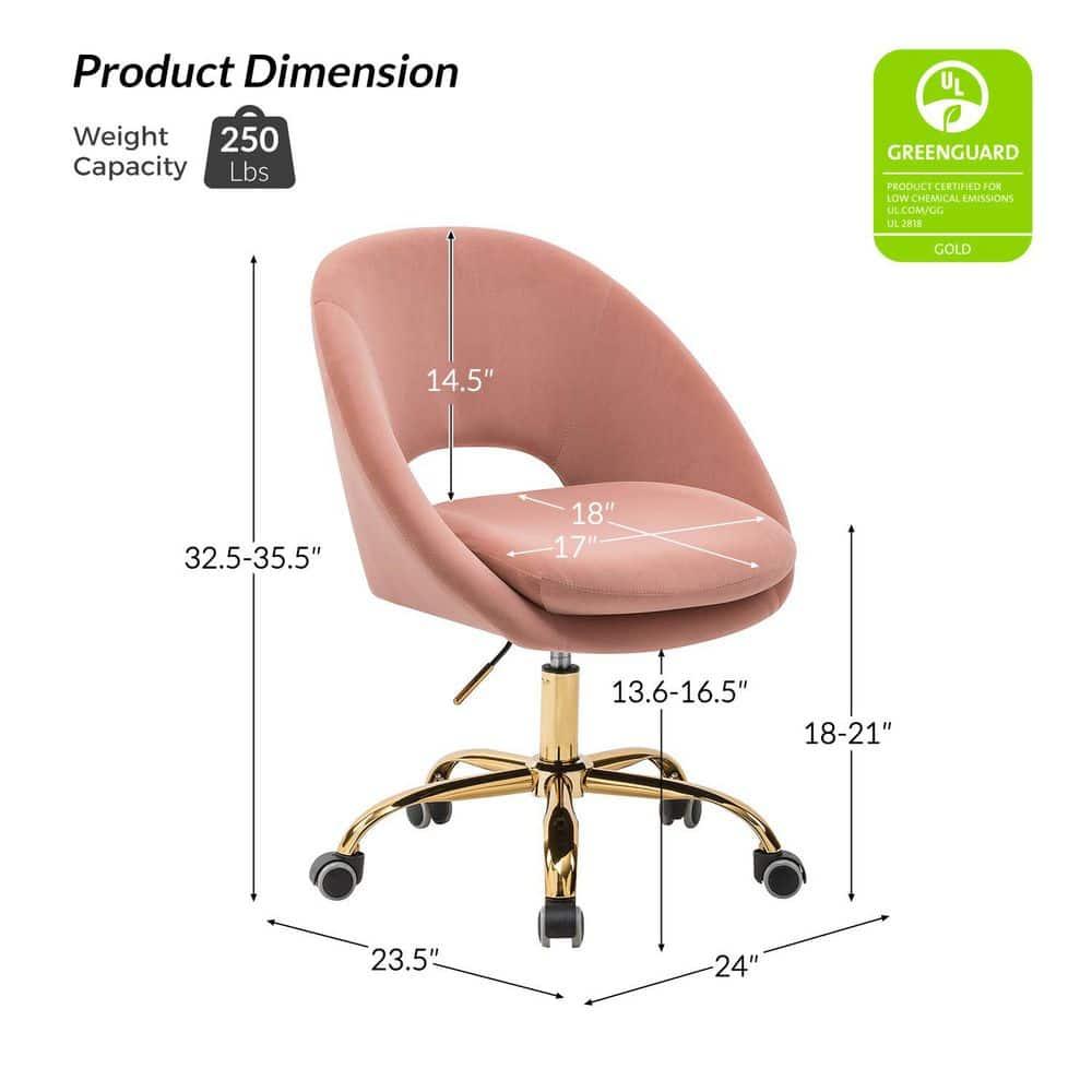 Luxury Office Chair Premium Modern Velvet Swivel Desk Chair with Chic Gold Base in Bold Colors Pink