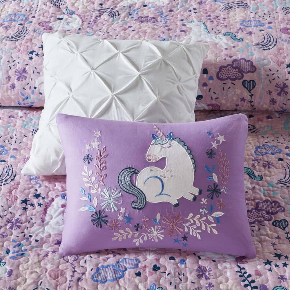 Urban Habitat Kids Lola Unicorn Reversible Cotton Quilt Set with Throw Pillows