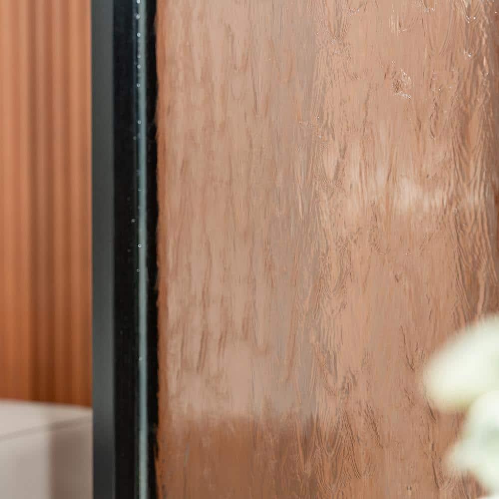 XBrand 68" H Freestanding Modern Indoor/Outdoor Waterfall Fountain w/ Decorative Rocks, LED Lights & Auto-Shut Off Pump, Aluminum/Clear Glass, Black