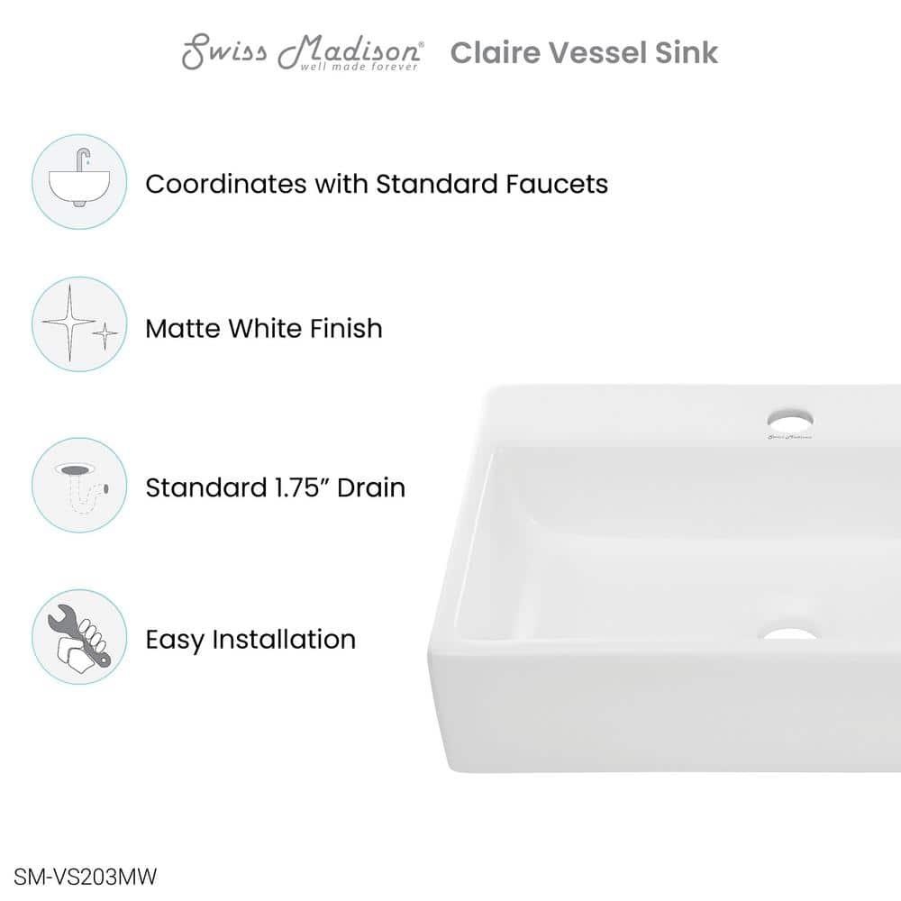 Claire 20 Rectangle Ceramic Vessel Sink