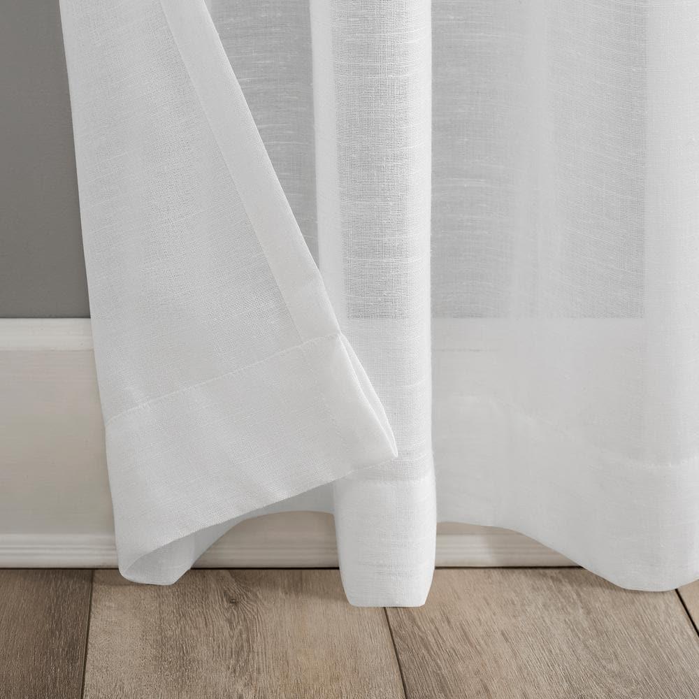 95"x52" Slub Textured Linen Blend Grommet Top Curtain White - Archaeo: Modern Light Filtering Panel