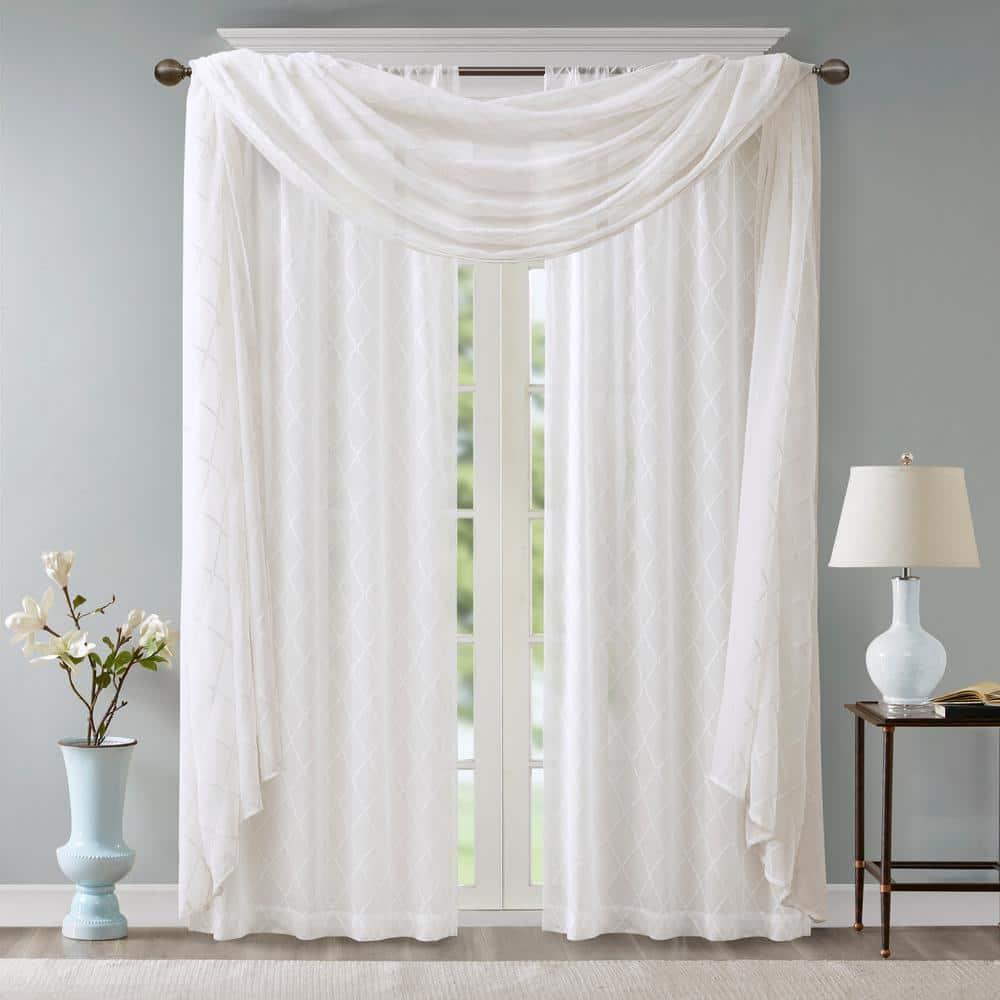 Madison Park Irina Solid Sheer Embroidered Window Scarf