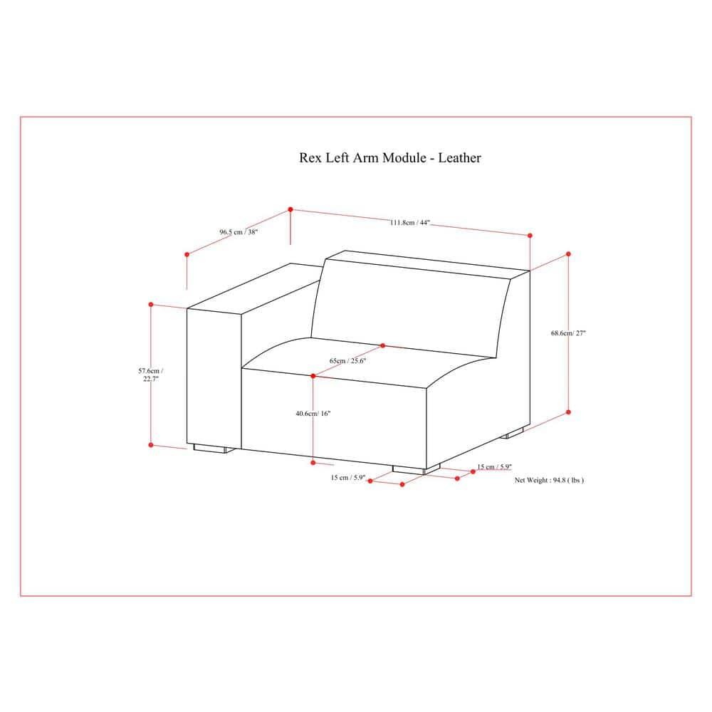 Rex Genuine Leather Left Arm Chair