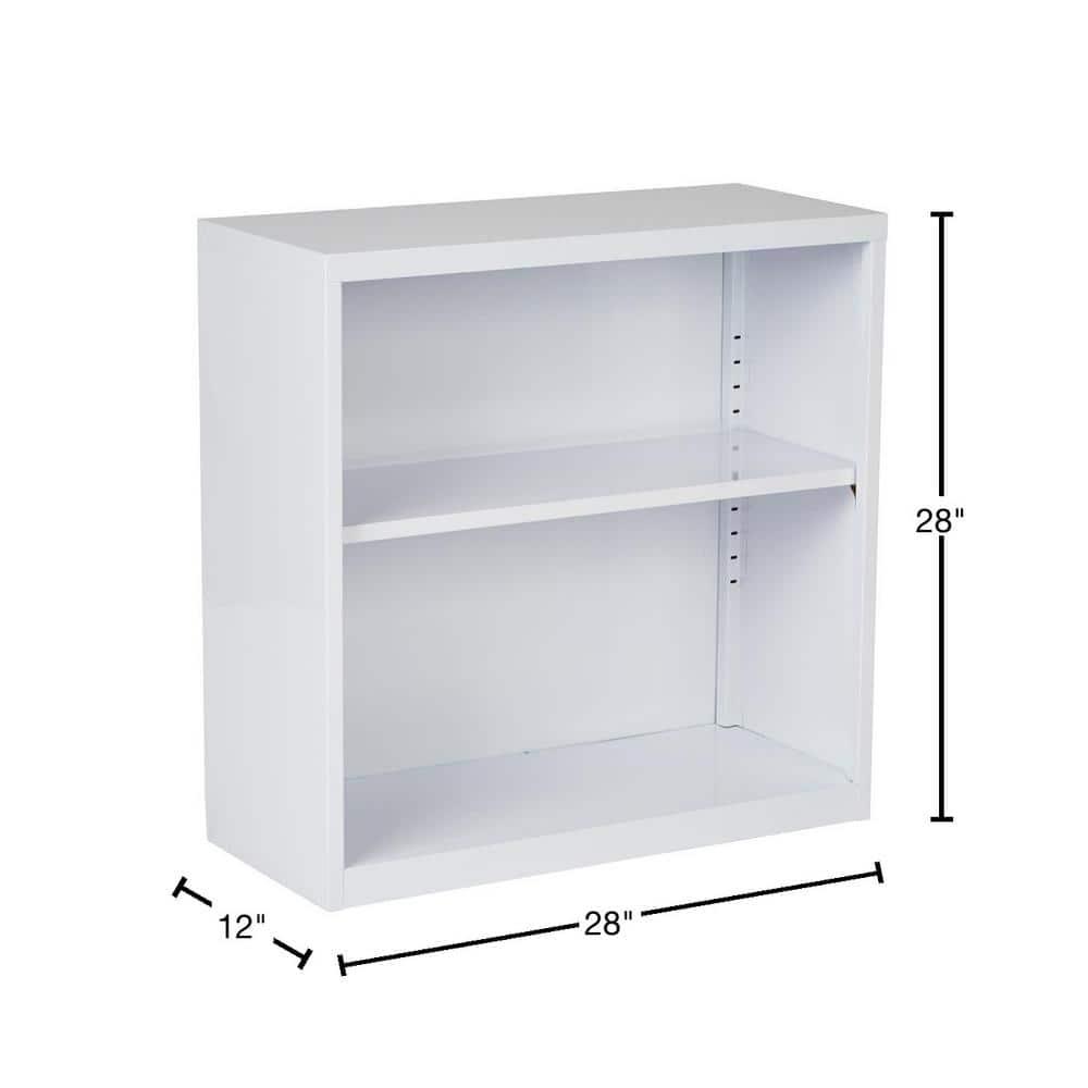 OSP Home Furnishings Metal Bookcase in White Finish