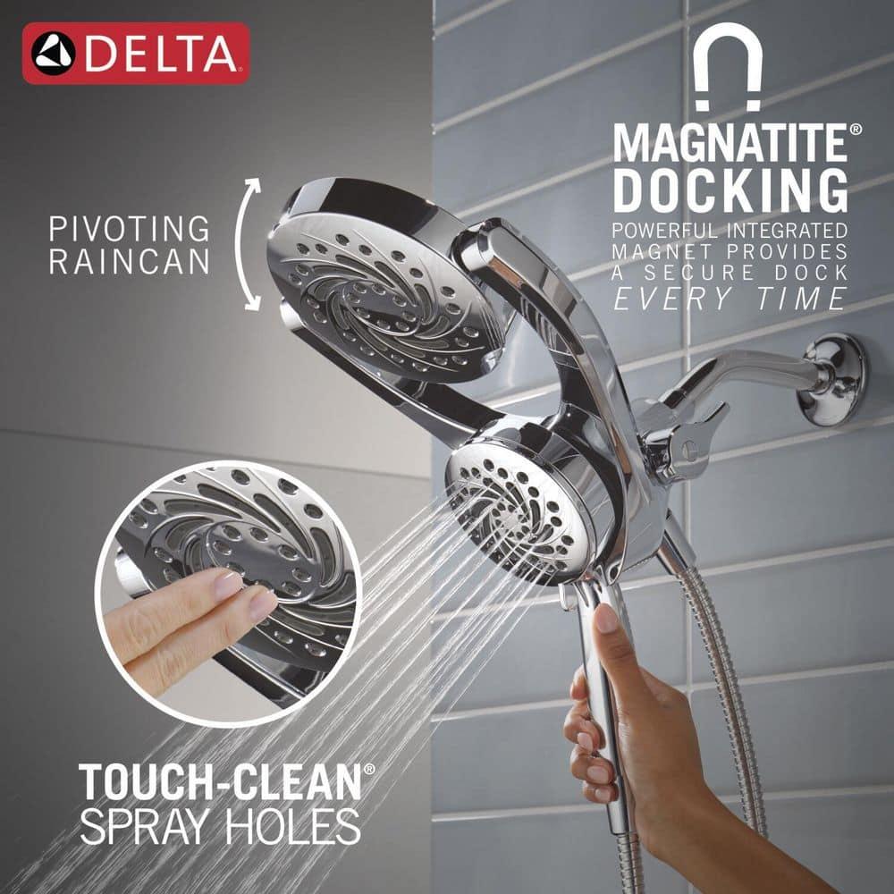 Delta 75419 5-Setting HydroRain 2-in-1 Dual Shower Head with ProClean Spray