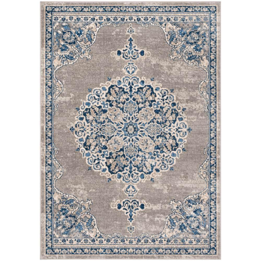 Brentwood BNT867 Power Loomed Indoor Area Rug - Light Grey/Blue - 5'3"x7'6" - Safavieh