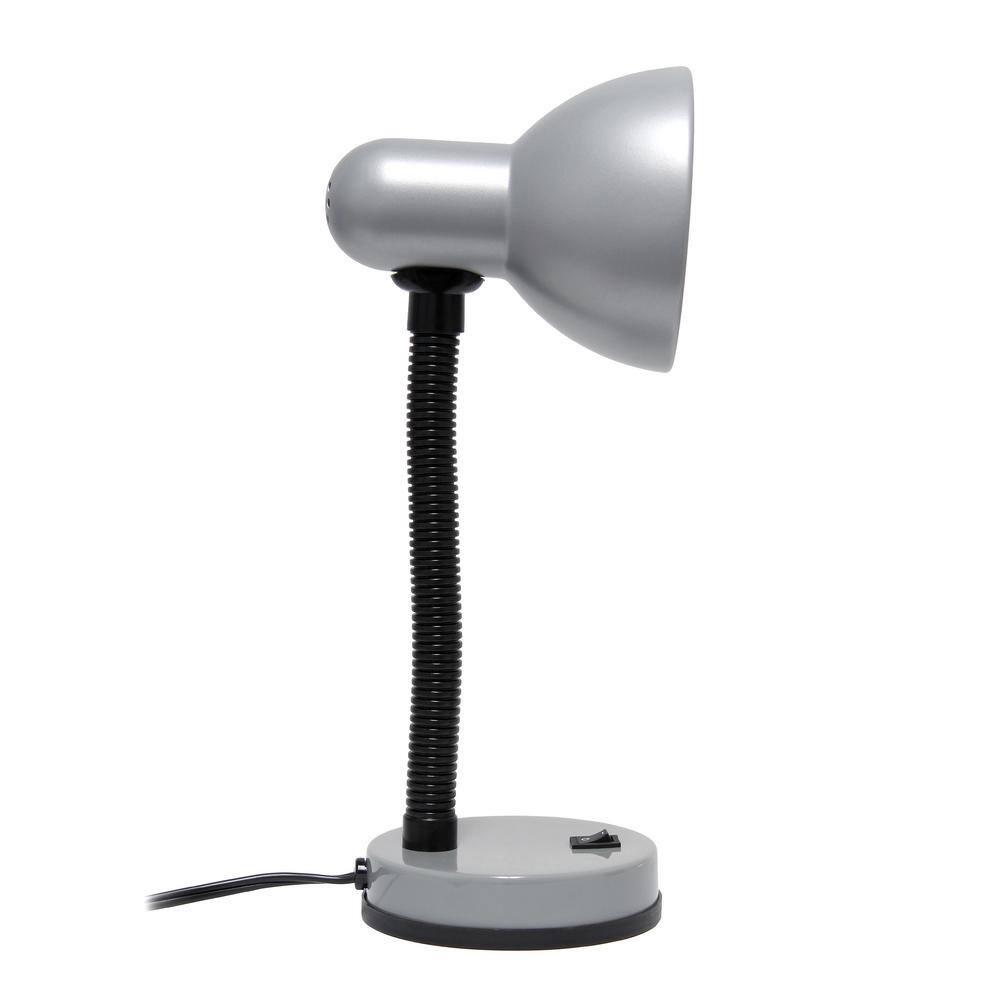 Creekwood Home Essentix 14.25" Traditional Metal Desk Lamp with Flexible Gooseneck Silver: ETL Listed, No Assembly Required