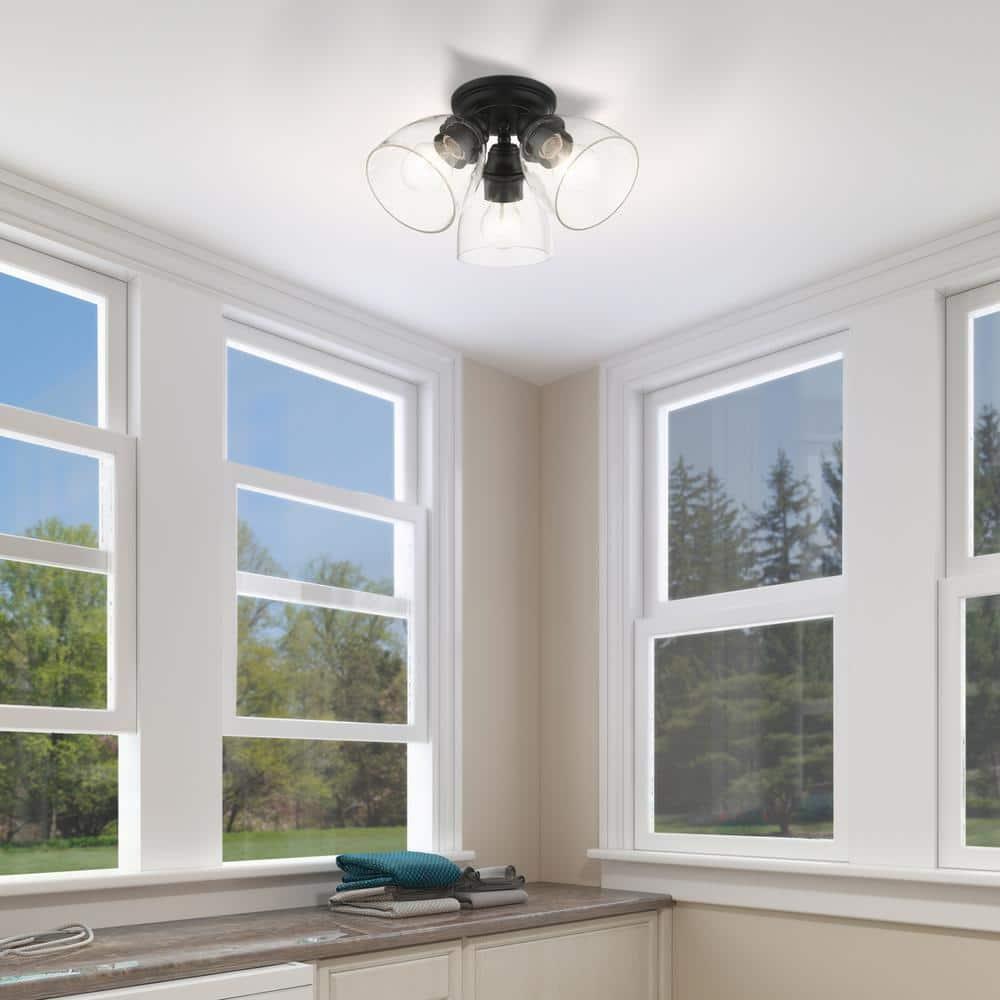 Livex Lighting Montgomery 3 - Light Flush Mount in  Black