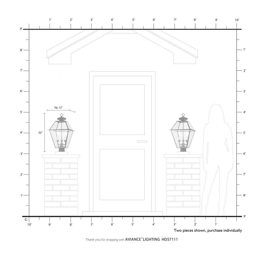 Livex Lighting Westover 3 - Light Post Light in  Charcoal
