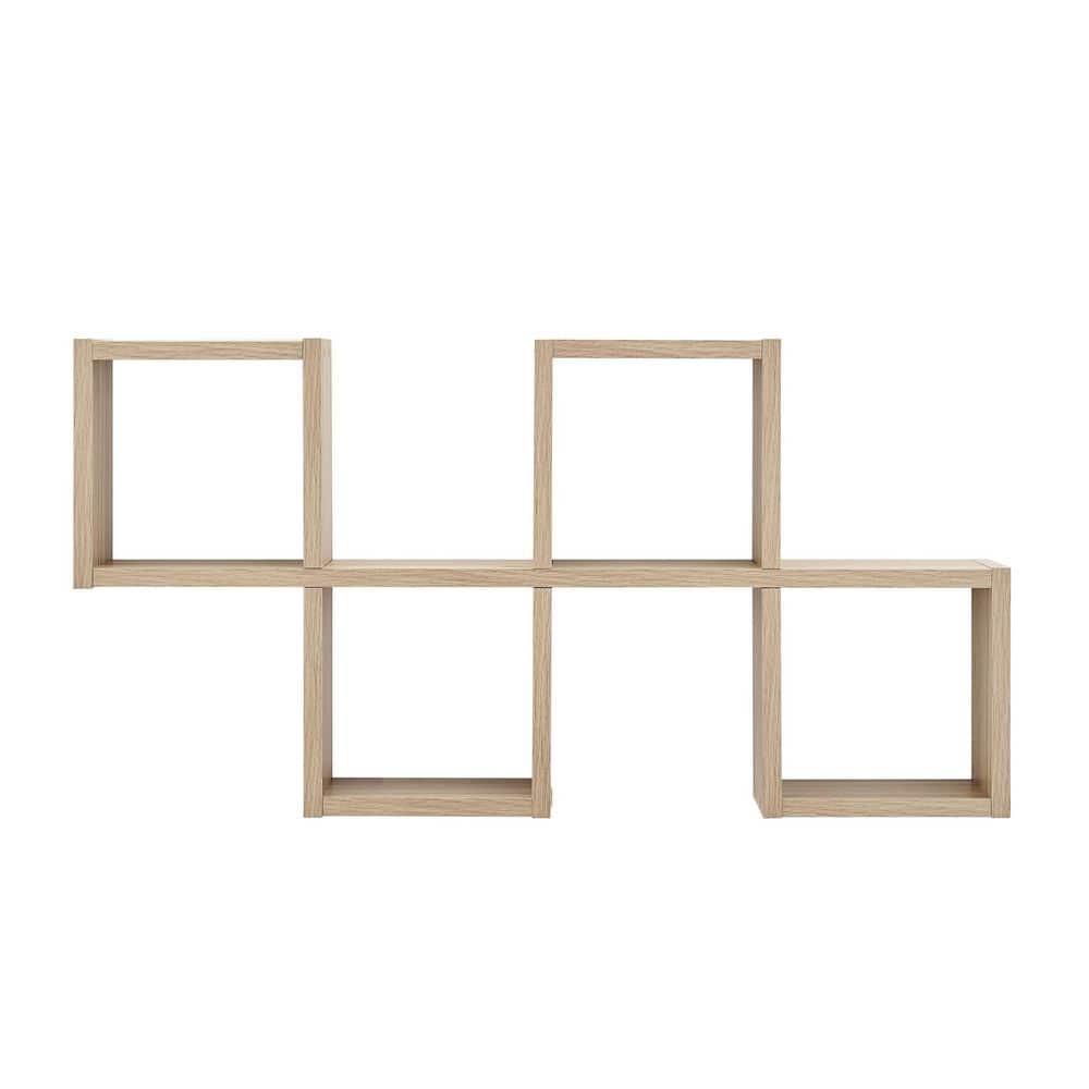 Danya B. 30" x 15.25" Cubby Chessboard Wall Shelf Chestnut - MDF, Contemporary Design, Interlocking
