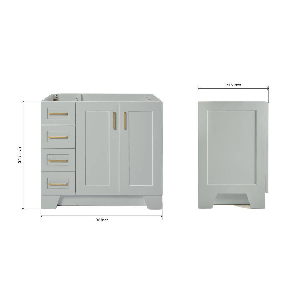 Ariel Q036s-R-Bc Taylor 36" Free Standing Hardwood Single Vanity Cabinet Only - Grey