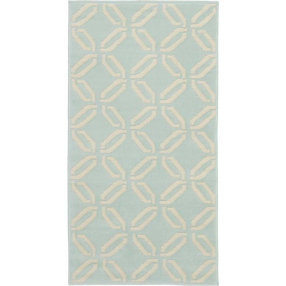 Nourison Jubilant 2 x 4 (ft) Loomed Polypropylene Green Rectangular Indoor Abstract Area rug
