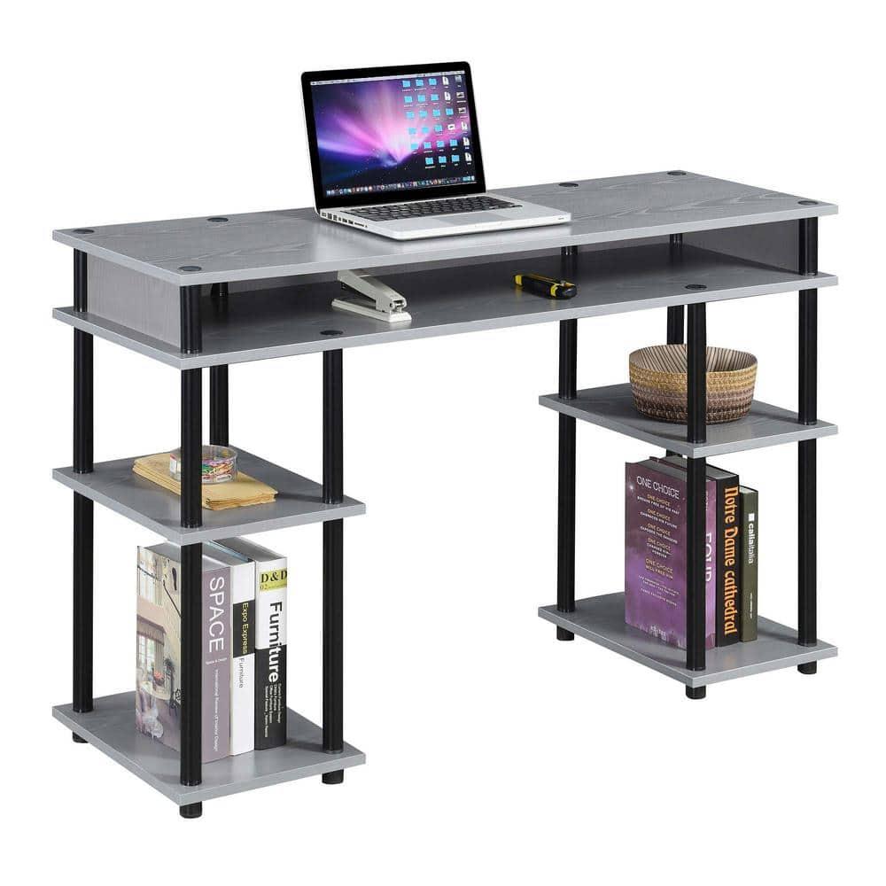 Designs2Go No-tools Student Desk in Gray Wood Finish and Black Steel Poles
