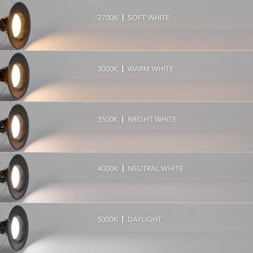 Maxxima 5" & 6" 5 CCT Retrofit LED Downlight - 1100 Lumens, E-26 Quick Connect, Dimmable, Black Trim.