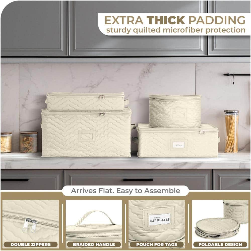 Sorbus 4 Piece Quilted Dinnerware Storage Set
