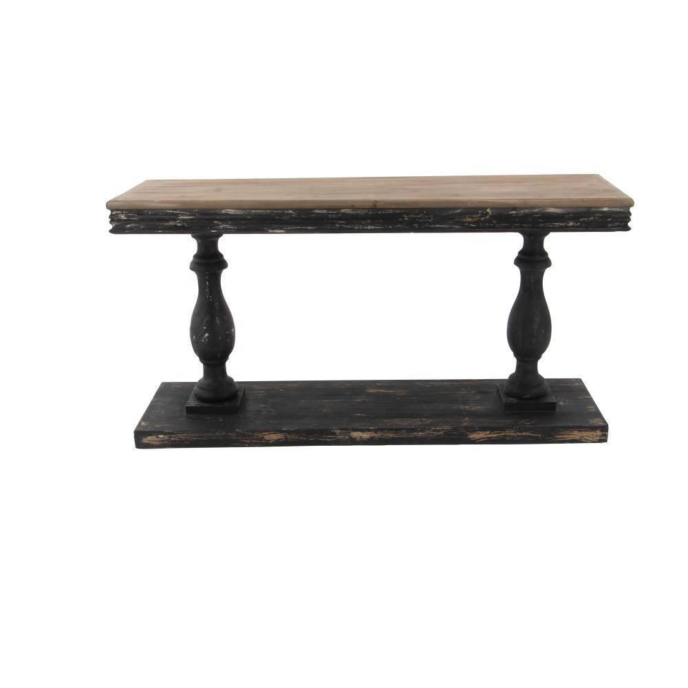 Vintage Wood Console Table Black - Olivia & May: Sturdy Foyer Table, Fixed Shelf