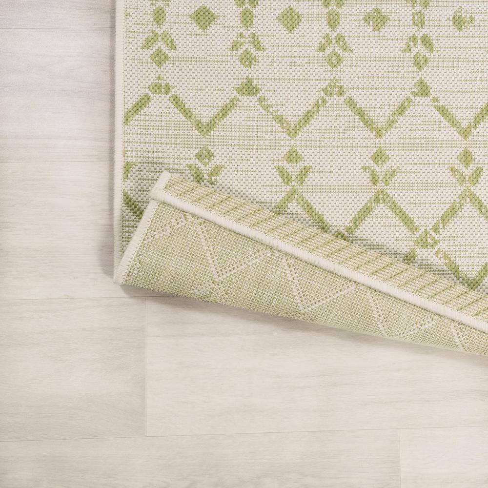 5' x 5' Ourika Moroccan Geometric Textured Weave Indoor/Outdoor Area Rug, Cream/Green - JONATHAN Y
