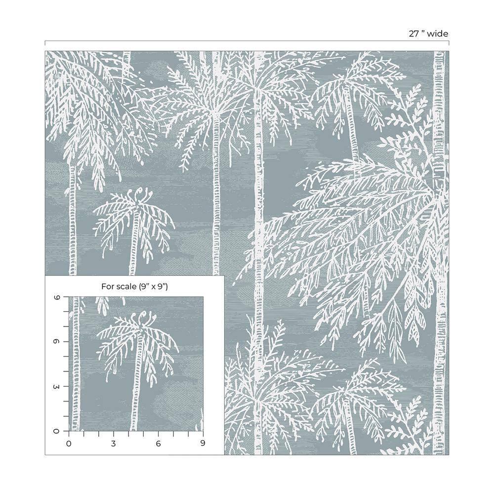 Bluestone Palm Grove Embossed Vinyl Wallpaper Roll
