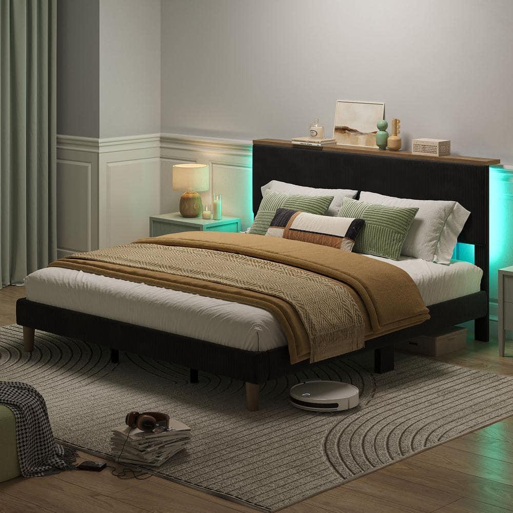 Bestier Queen Size Bed Frame with Headboard Black