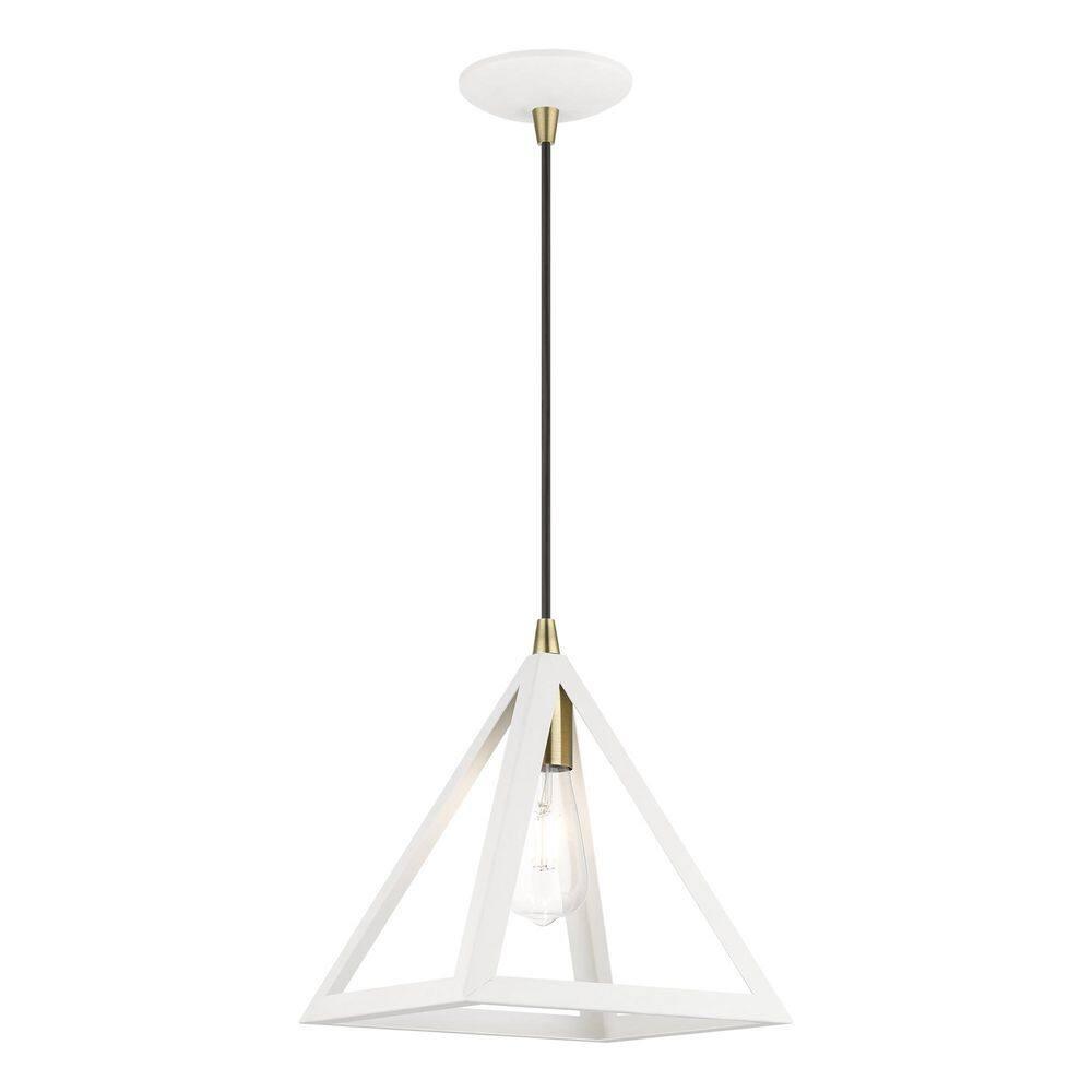 Livex Lighting Pinnacle 1 - Light Pendant in  Textured White/Antique Brass