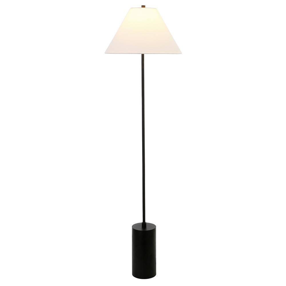 Evelyn&Zoe Somerset 64" Tall Floor Lamp with Empire Fabric Shade, Blackened Bronze/White