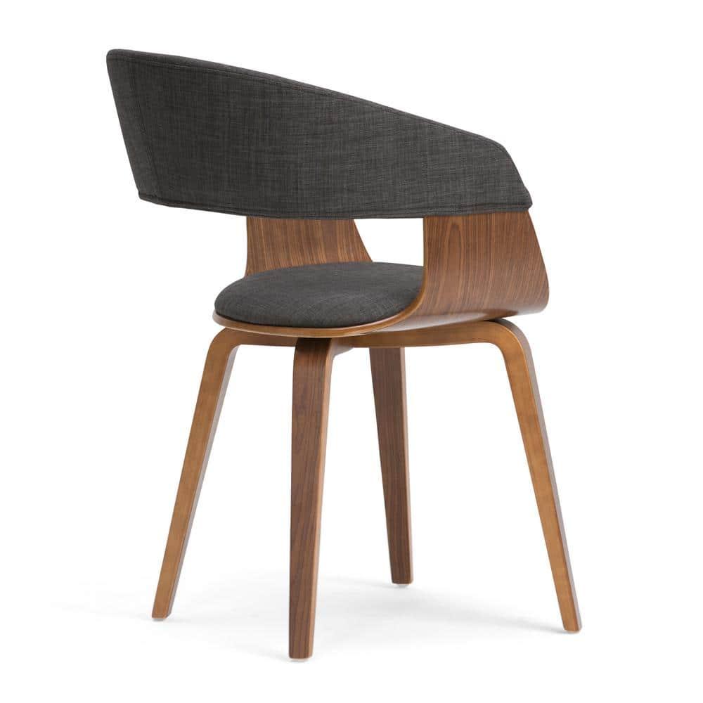 Lowell Bentwood Upholstered Dining Chair with Curved Backrest in Mid-Century Modern Style