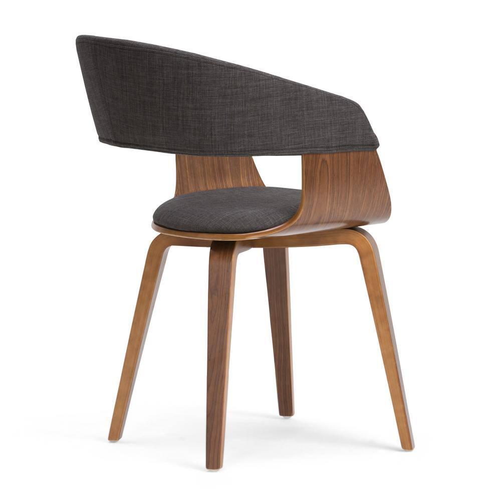 Lowell Bentwood Upholstered Dining Chair with Curved Backrest in Mid-Century Modern Style