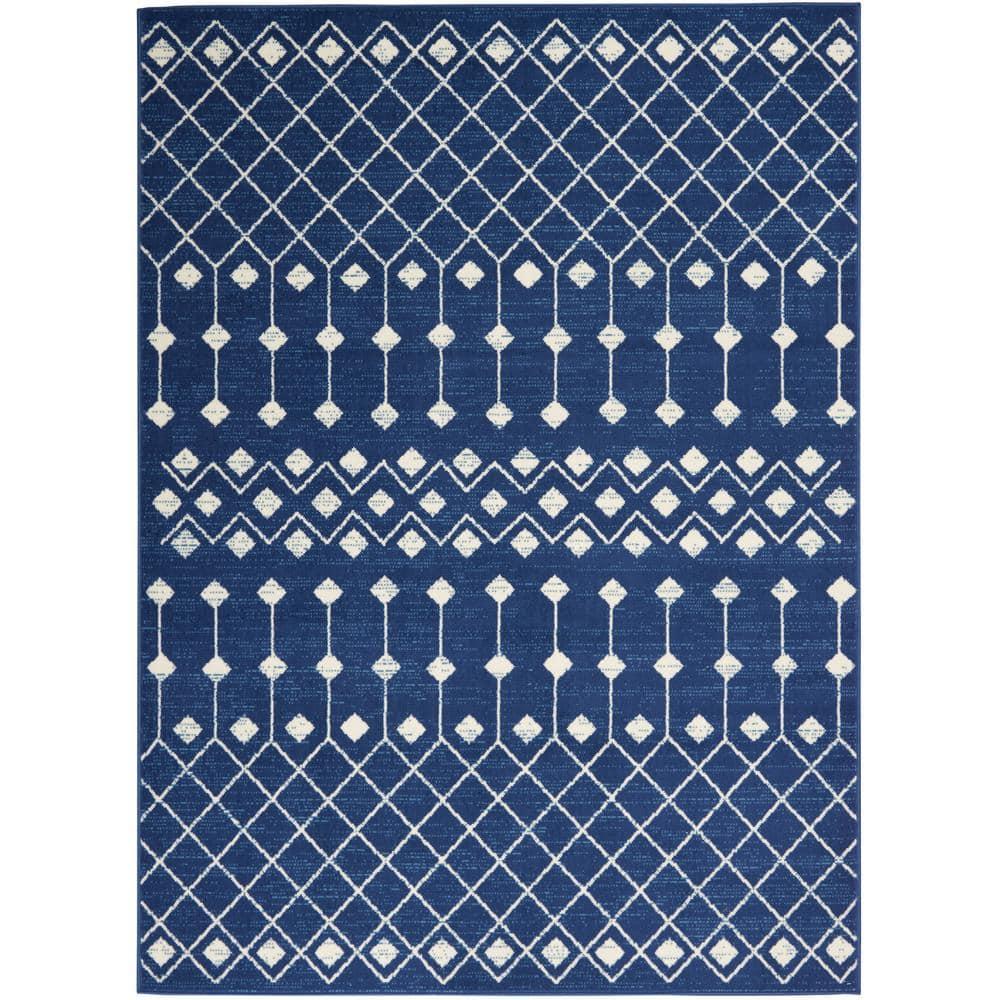 Nourison Grafix GRF37 Navy/White Indoor Area Rug - 5'3 x 7'3