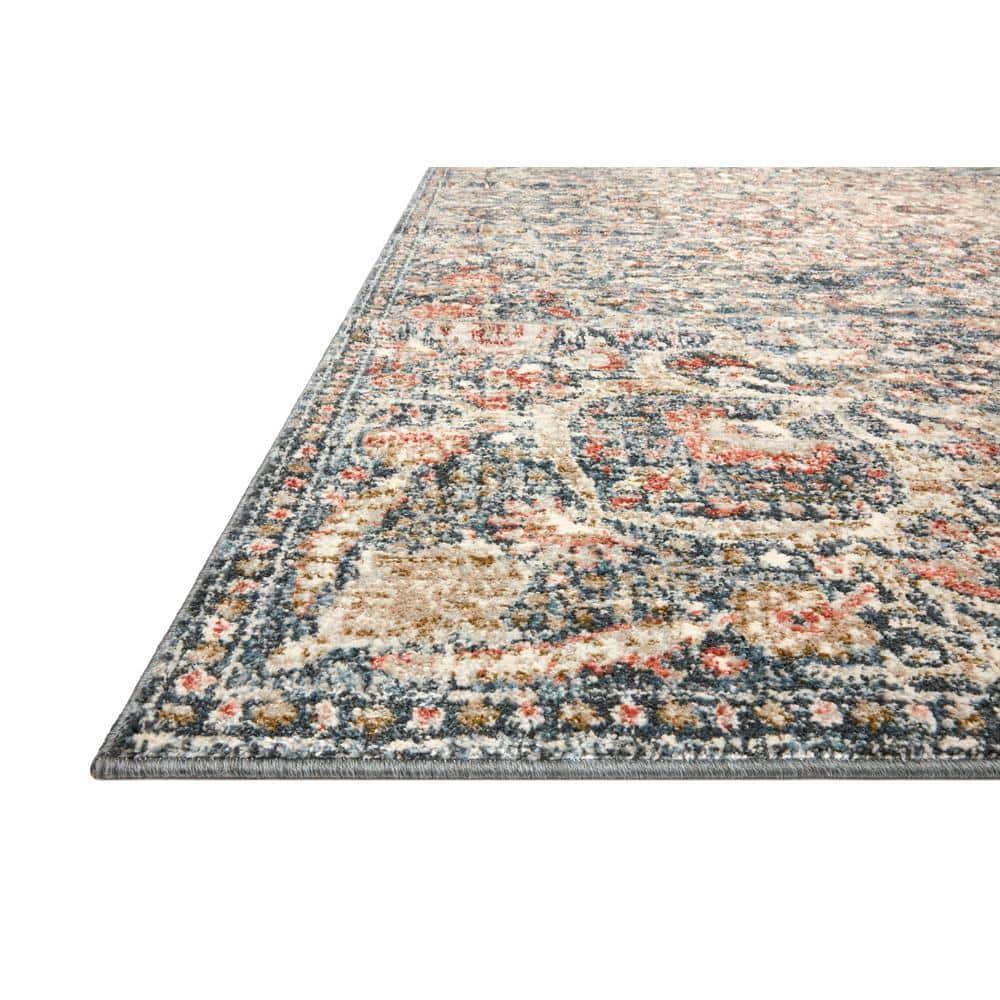 Loloi II Saban SAB-02 Oriental Blue / Spice Area Rug 3'-9" x 3'-9" Round