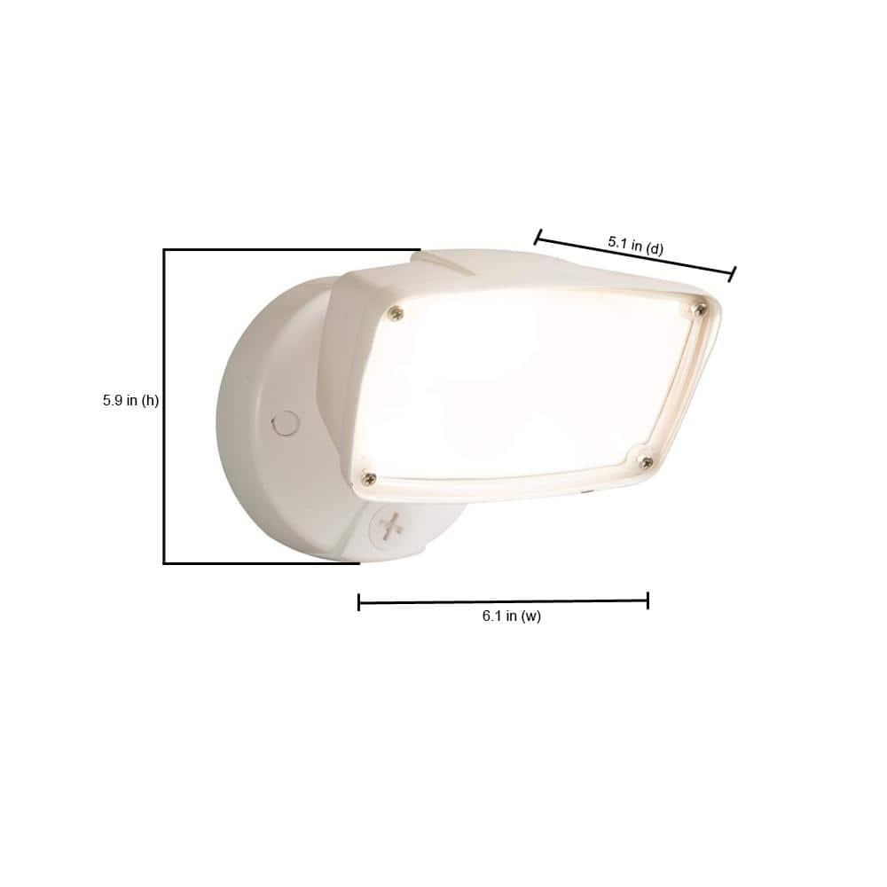 Halo FSS153TWH Outdoor Integrated LED Single Head Security Flood Light, 1500 lumens, Adjustable Color temperature, 3000K 4000K or 5000K, 17 Watts 70,000 hour Die-Cast Aluminum, White LED Floodlight