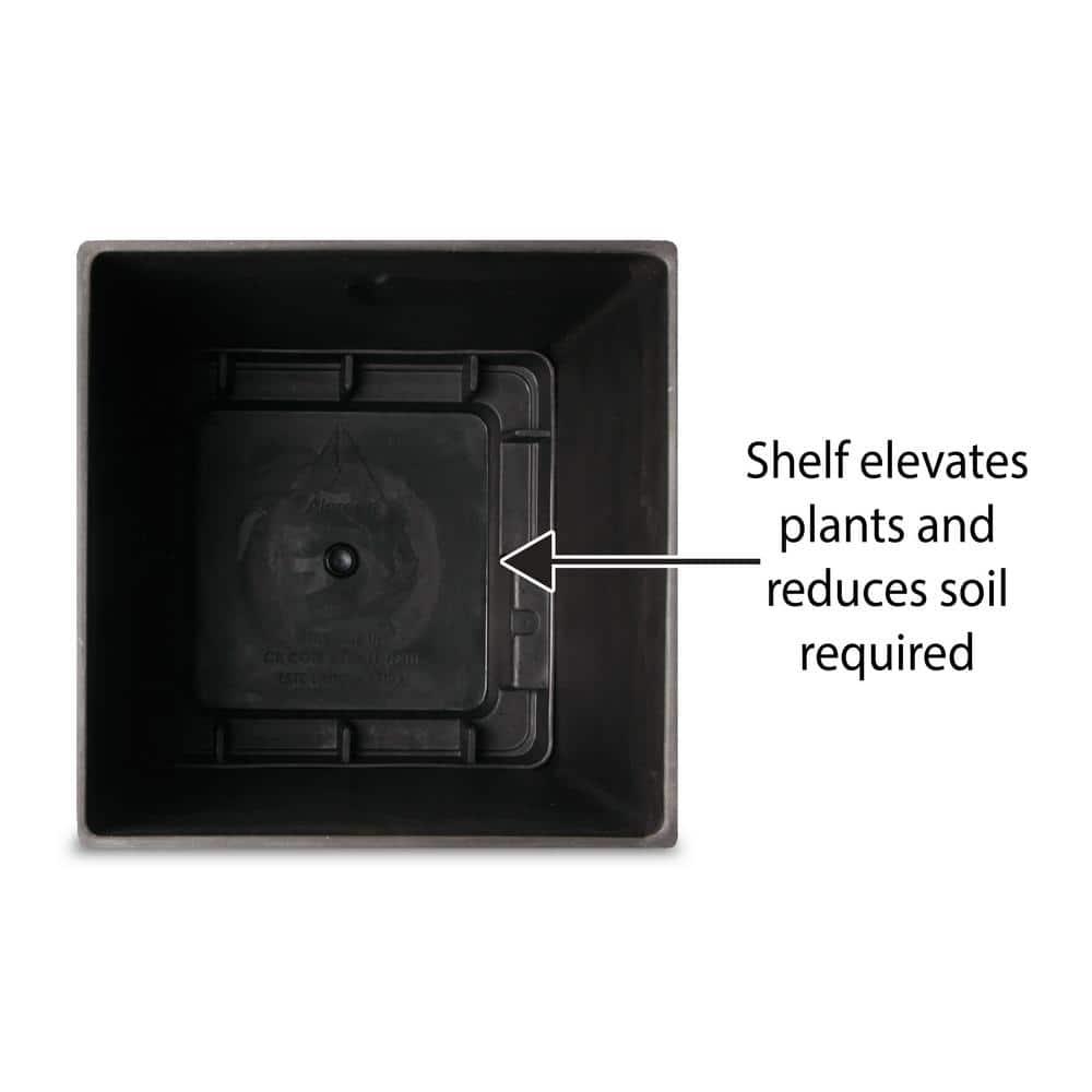 Algreen Valencia Square Planter - Black