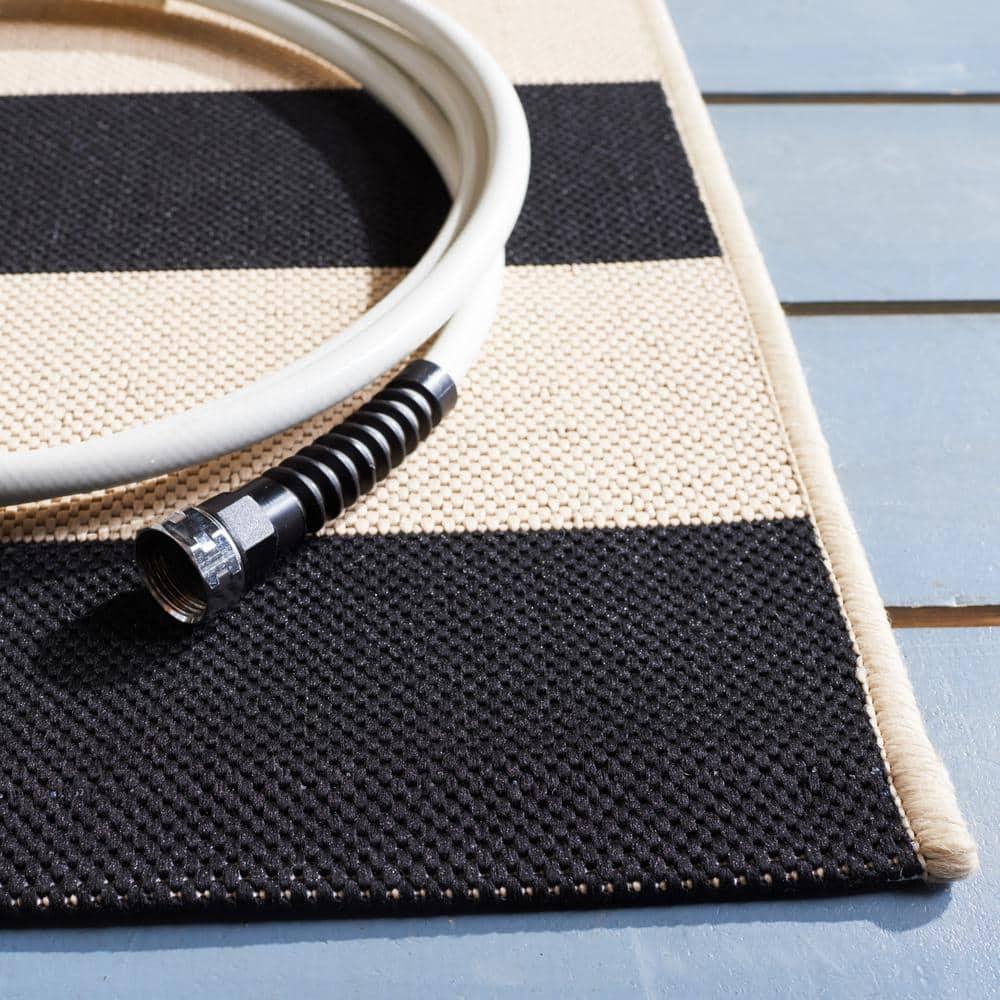 Courtyard CY6812 Power Loomed Indoor/Outdoor Area Rug - Beige/Black - 5'3"x7'7" - Safavieh.