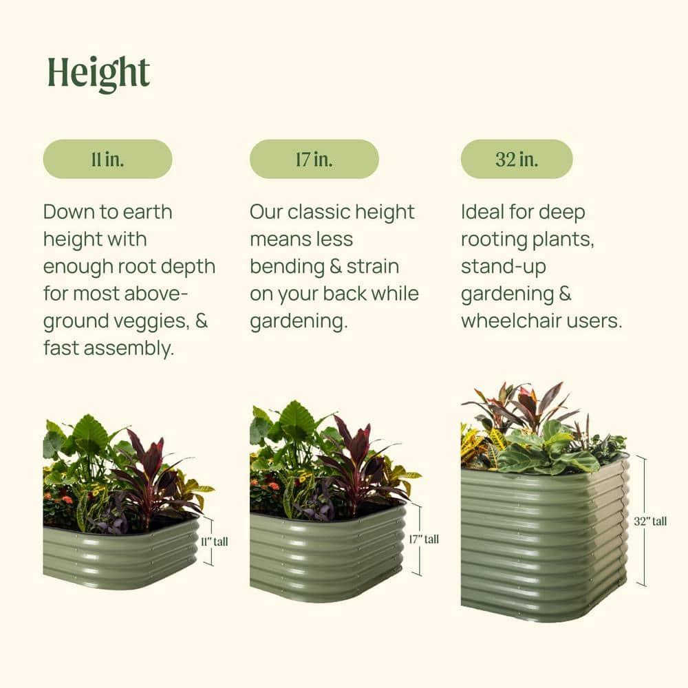 17" Tall 9 In 1 Modular Metal Outdoor Raised Garden Bed