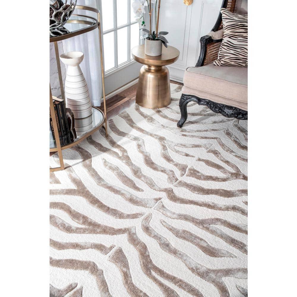 nuLOOM Zebra Hand Tufted Plush Wool Accent Rug, 3' x 5', Gray