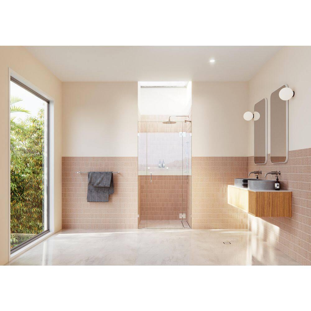 Glass Warehouse Stellar 42.25 in. W x 78 in. H Fully Frameless 3 Panel Inline Glass Hinged Shower Enclosure GHF-42.25-CH