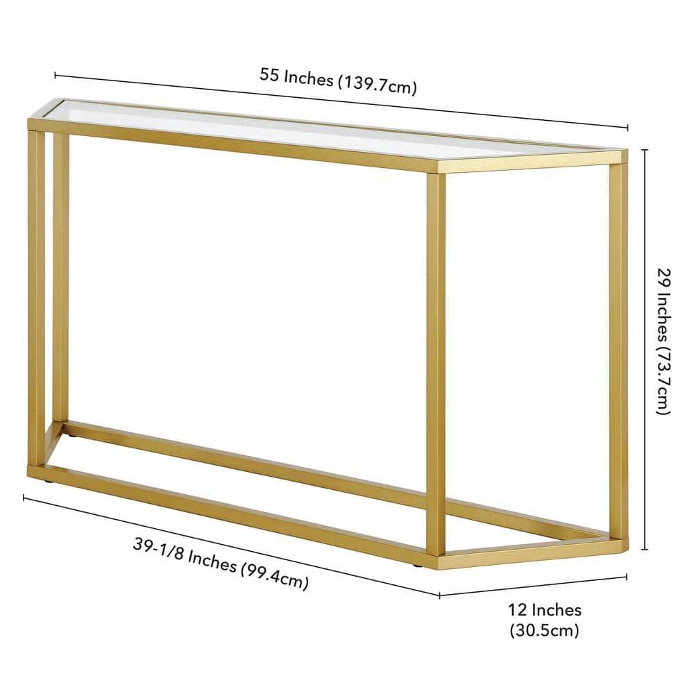 Evelyn&Zoe Levi 55" Wide Trapezoid Console Table, Brass