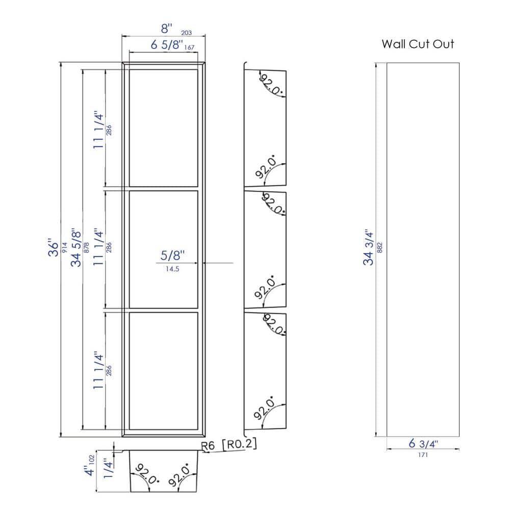 Vertical Stainless Steel Triple Shower Niche