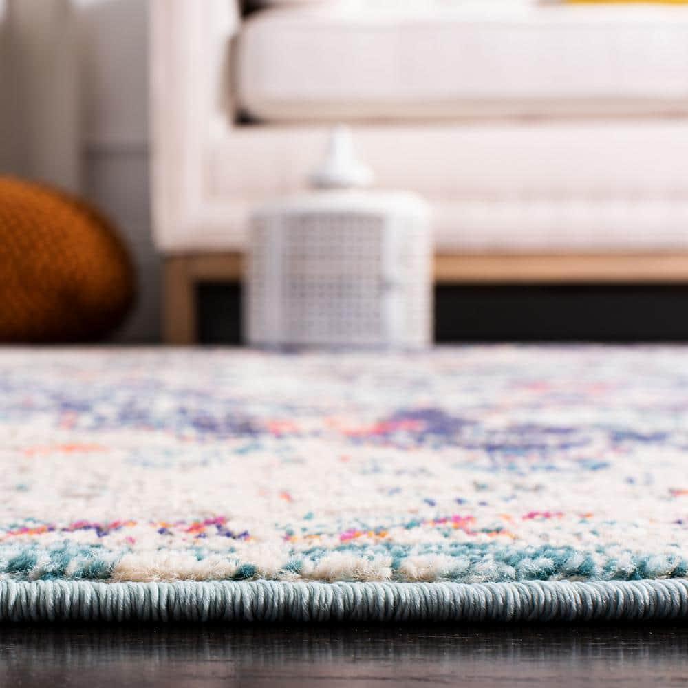 Madison MAD447 Power Loomed Indoor Area Rug - Black/Teal - 4'x6' - Safavieh