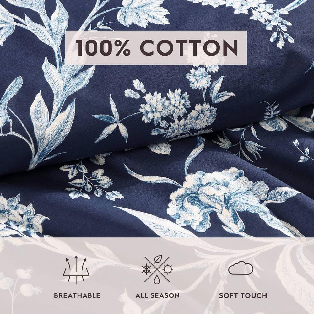 Laura Ashley Branch Toile Cotton Blue Duvet Cover Bonus Set