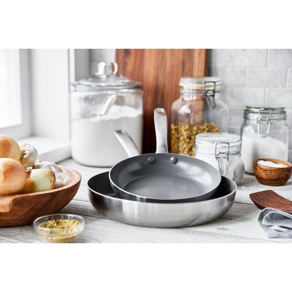 GreenPan Chatham Healthy Ceramic Nonstick Stainless Steel 2 Piece Frying Pan Set