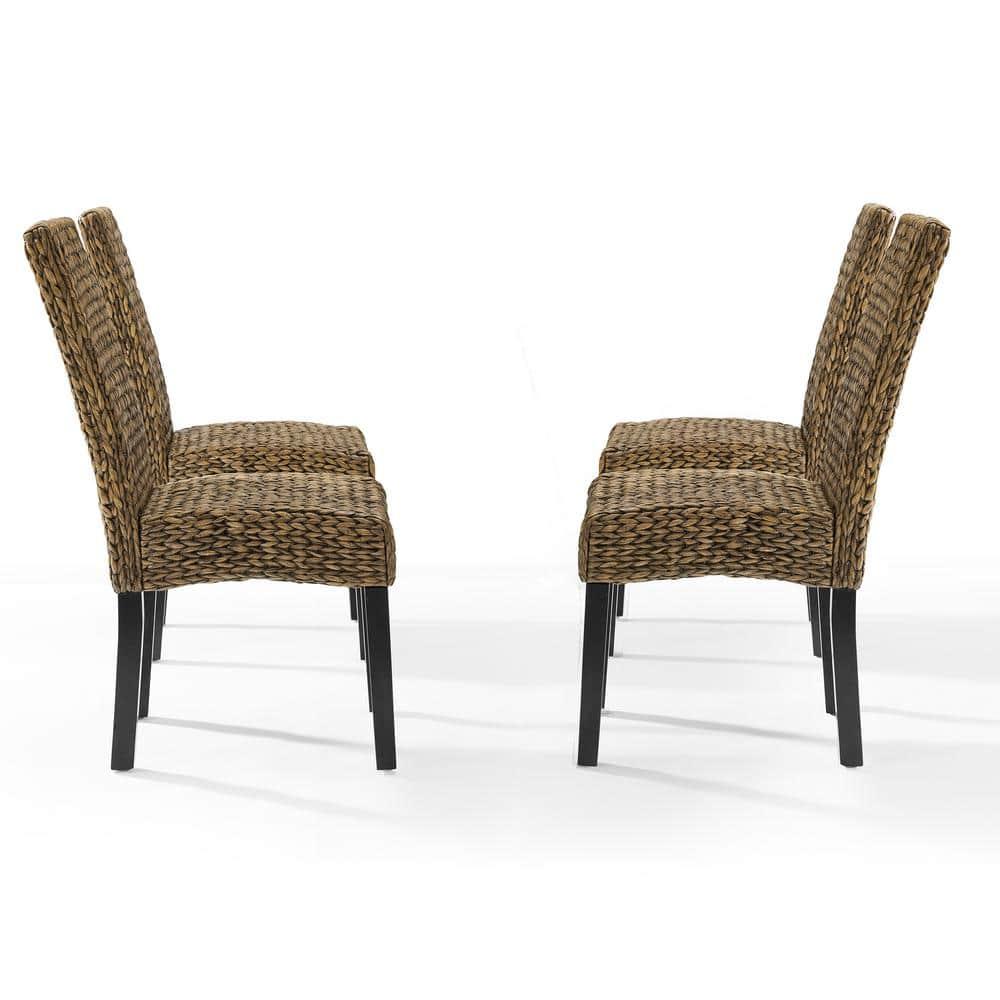 Set of 4 Edgewater Dining Chairs Seagrass/Dark Brown - Crosley