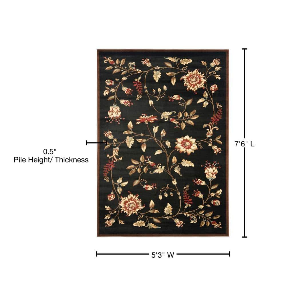 Lyndhurst LNH552 Power Loomed Area Rug - Black/Multi - 5'3"x7'6" - Safavieh