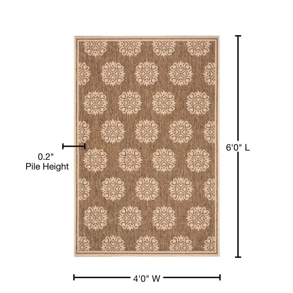 SAFAVIEH Beach House Regent Geometric Indoor/Outdoor Area Rug, Beige/Cream, 4' x 6'