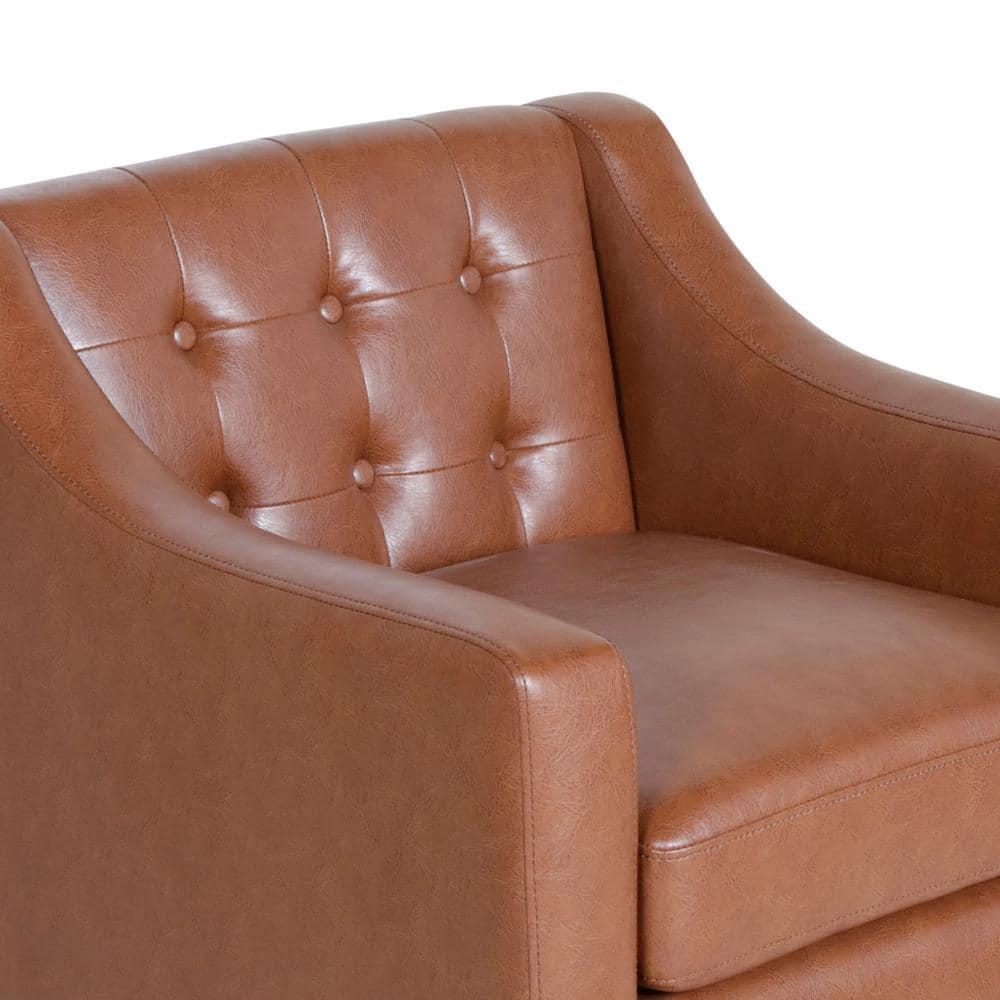 Noble House Annisa Faux Leather Club Chair, Cognac Brown and Espresso