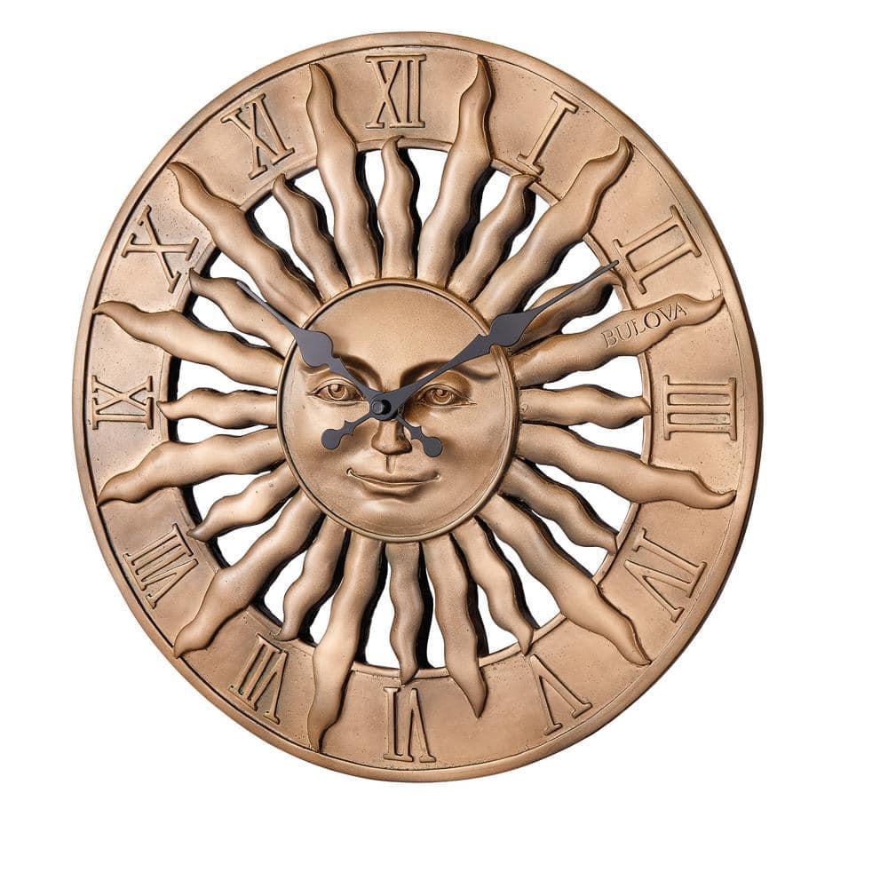 Indoor Outdoor 3-Dimensional Raised Design 14.3 in. Wall Clock with Resin Case